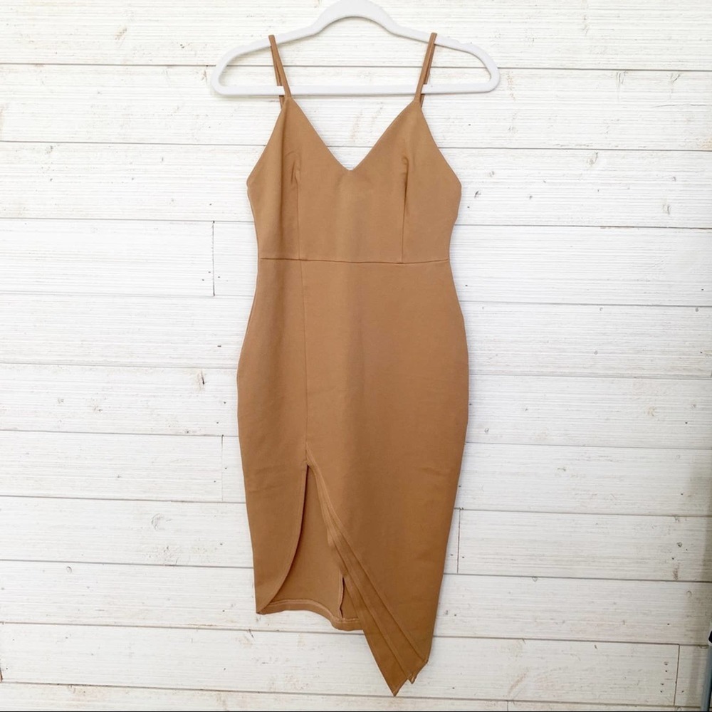 NWT Revolve About Us Tan Midi Dress Front Slit